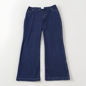 Pajama Jeans Blue Boot Cut Stretch Sweatpants Dark Wash Comfy Soft Womens Large